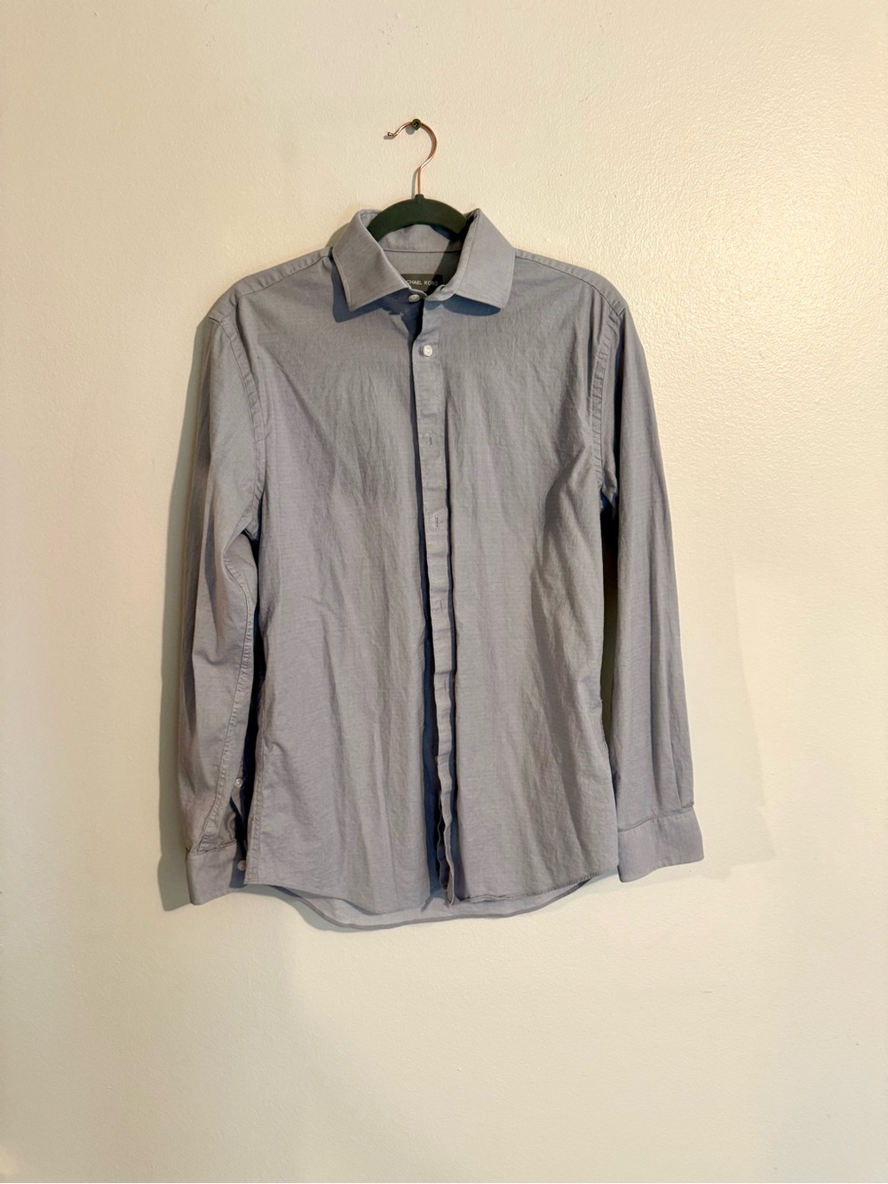 Mens M Michael Kors Grey slim fit button down dress shirt: texture long sleeved